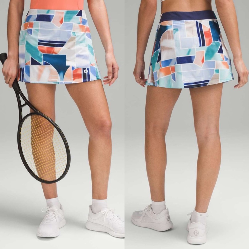 Lululemon Peek Pleat High-Rise Tennis Skirt Shadow Court Multi / Night Sea